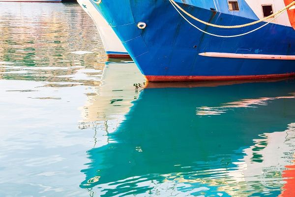 Agrigento Province-Sciacca Reflection of a fishing boat in the harbor